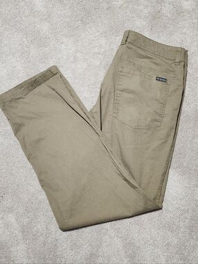 Columbia Men's Olive/Tan Flat Front‎ Cotton Chinos Size 36x32